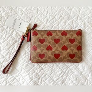 NWT Coach Heart Print Wristlet